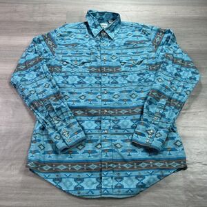 Roper Shirt Mens Medium Blue Southwestern Aztec Western Pearl Snap Long Sleeve